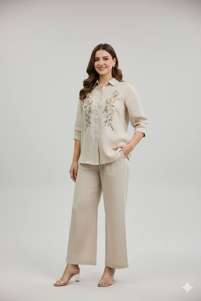 Beige Floral Co-ord Set