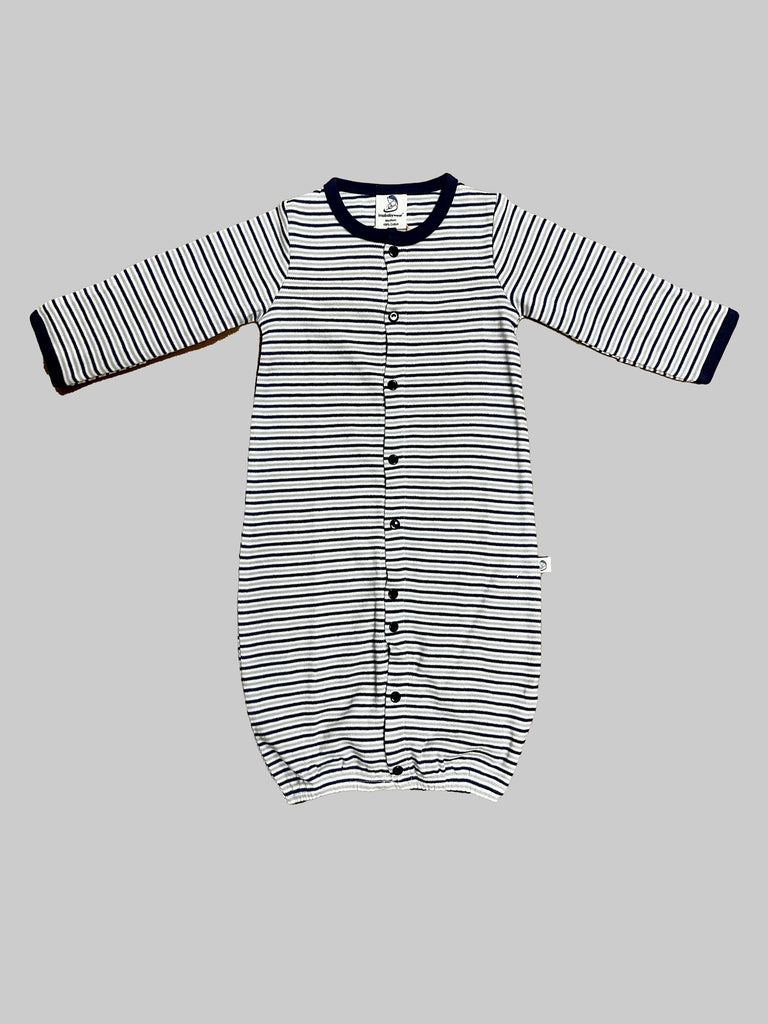 Blue Grey Stripes Convertible Sleepsuit