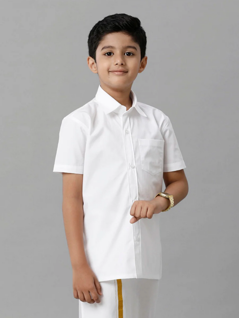 Boys Cotton White Shirt