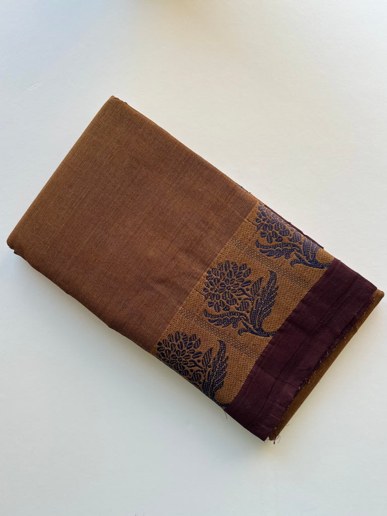 Chettinad Cotton Saree - Brown and Mustard