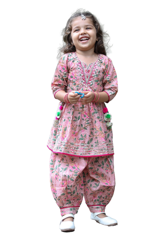 Girls Ethnic Wear - Pink Kurta Set