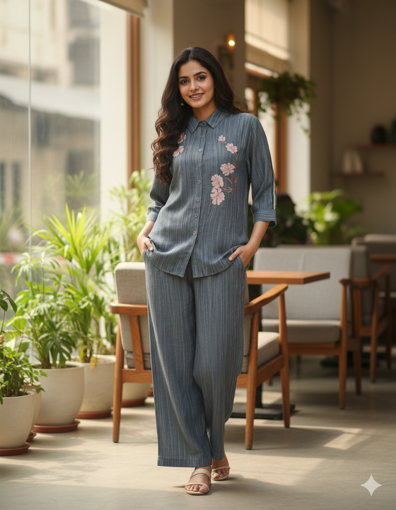 Grey Floral Co-ord Set