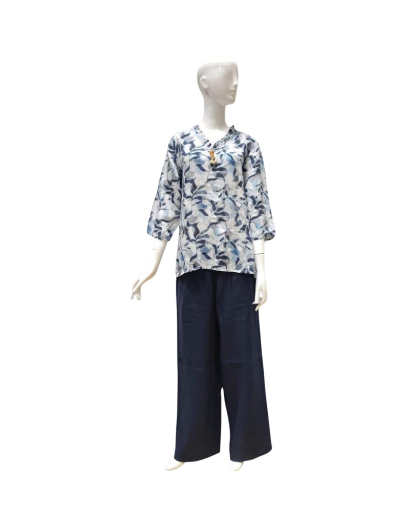 White and Blue Co-ord Set