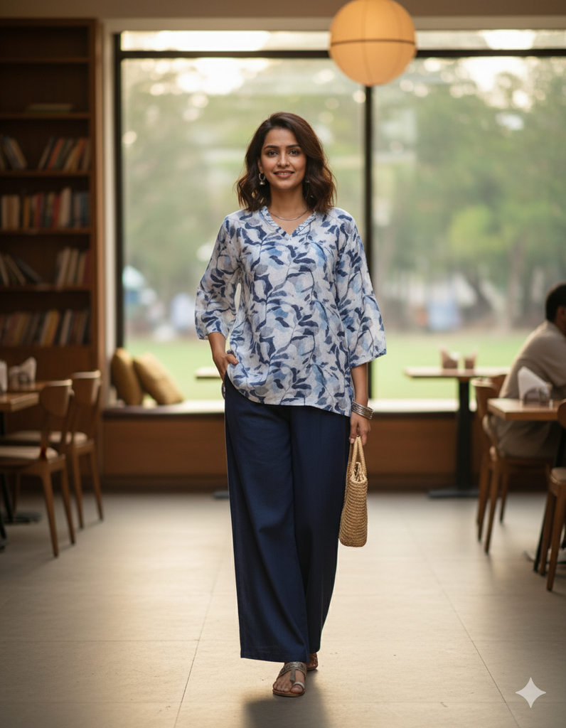 White and Blue Co-ord Set