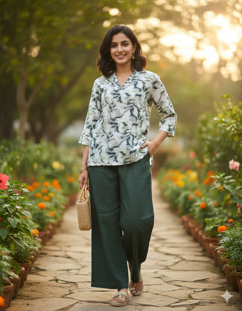 White and Green Co-ord Set