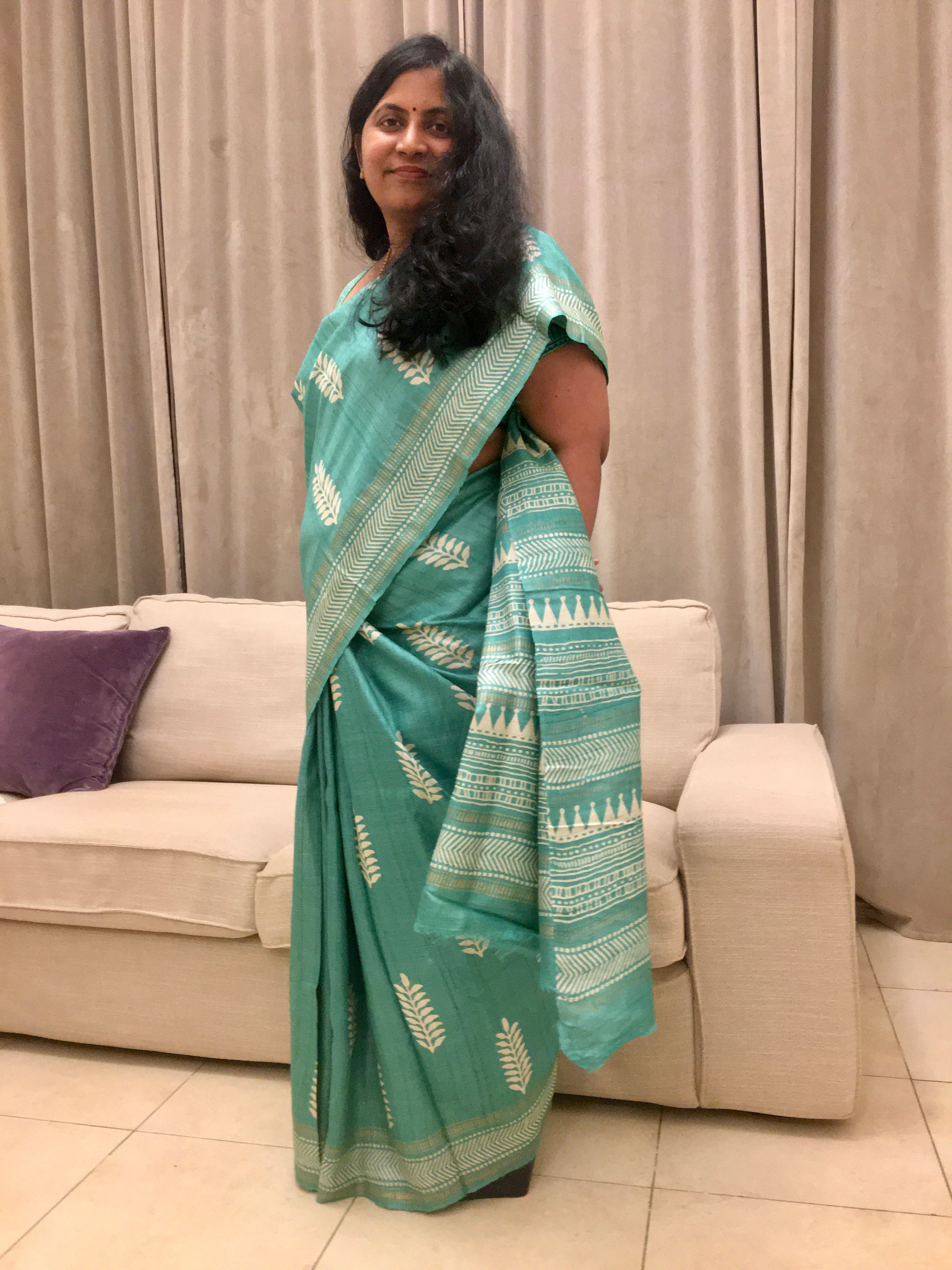 Blue And White Silk Saree With Woven Borders