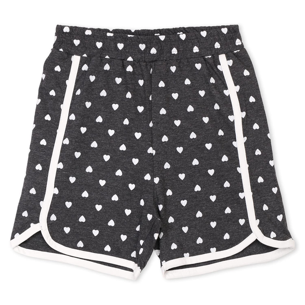 Girls All Over Printed Side Folding Shorts - Charcoal Mel