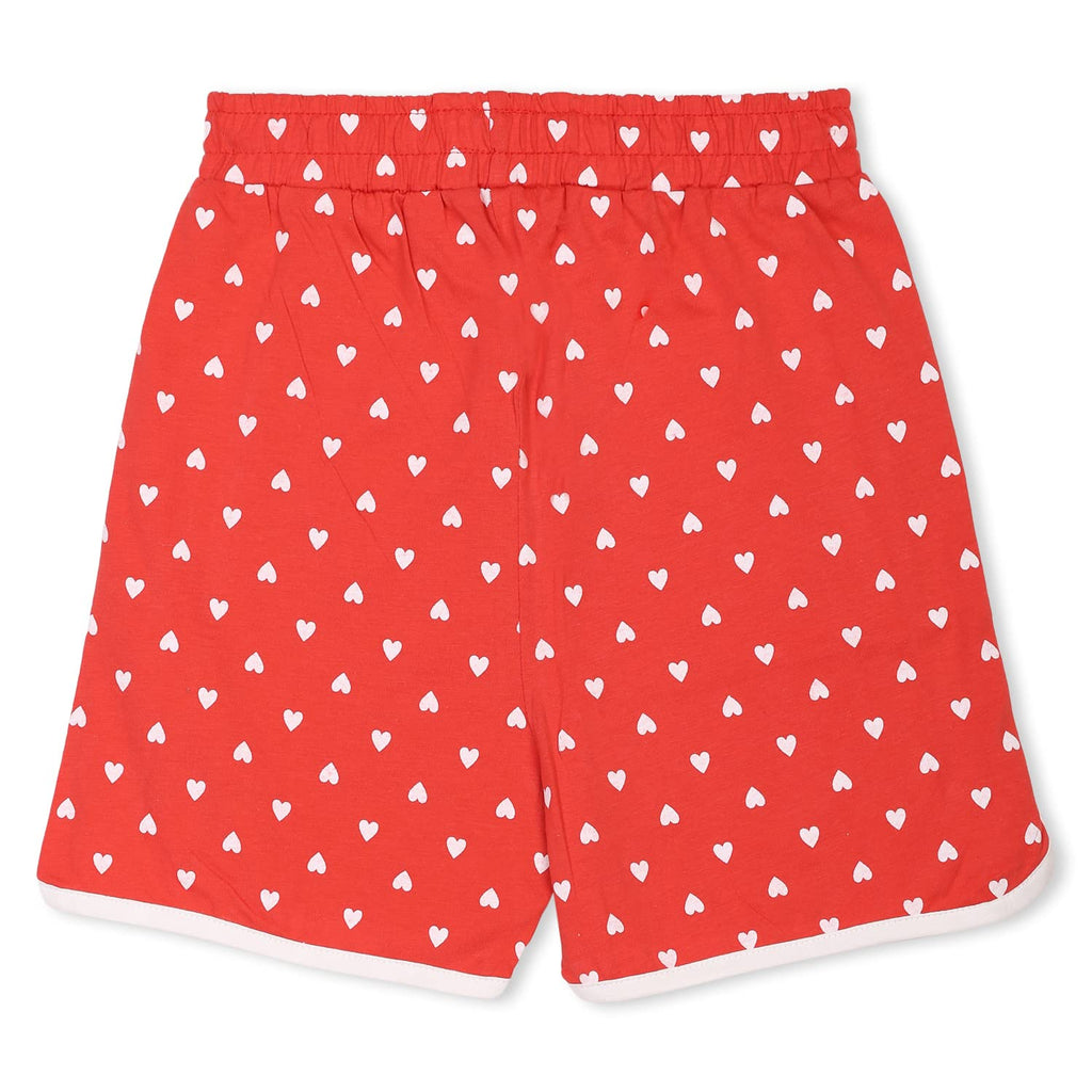 Girls All Over Printed Side Folding Shorts - Red