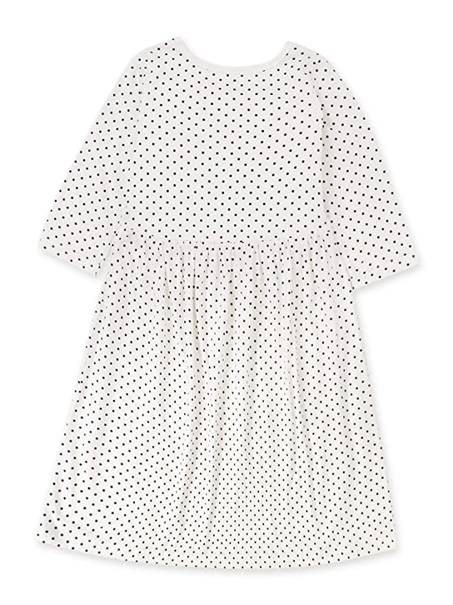 Girls Below Knee Length Dress with Sleeves - Off White