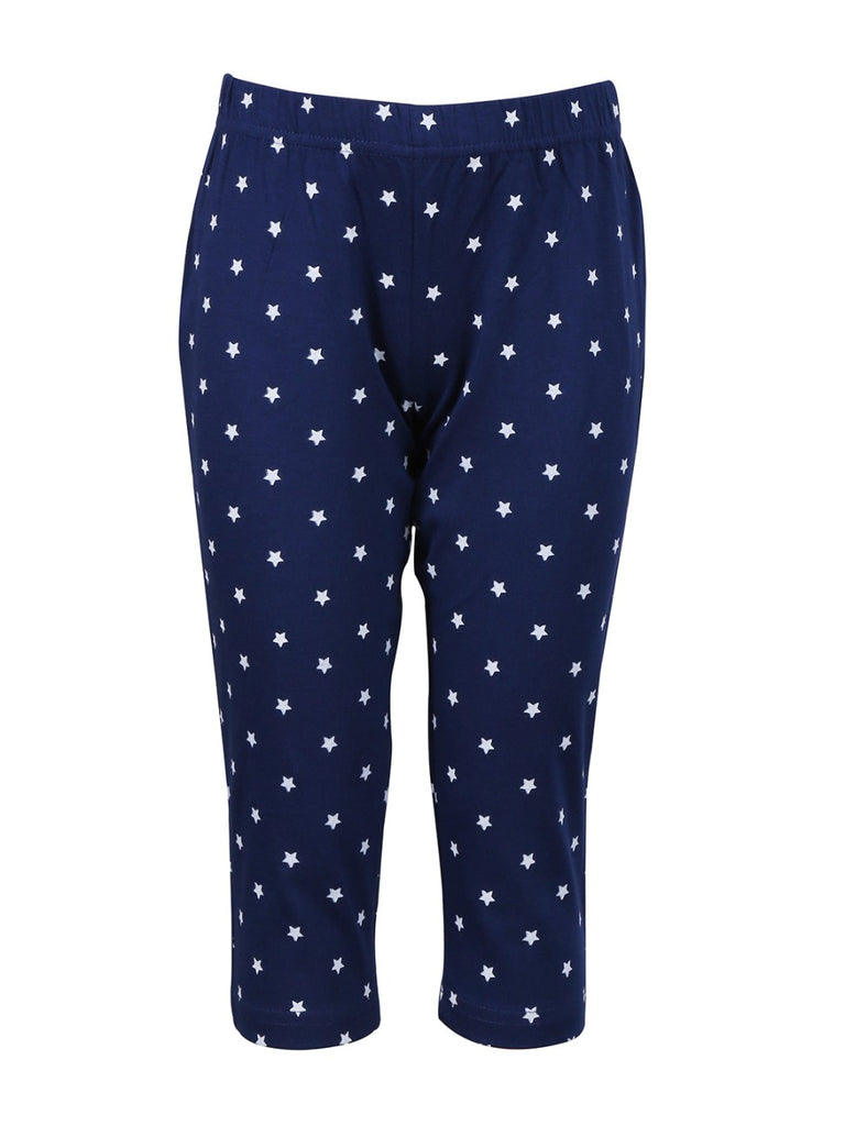 Girls Printed Capri - Navy Blue