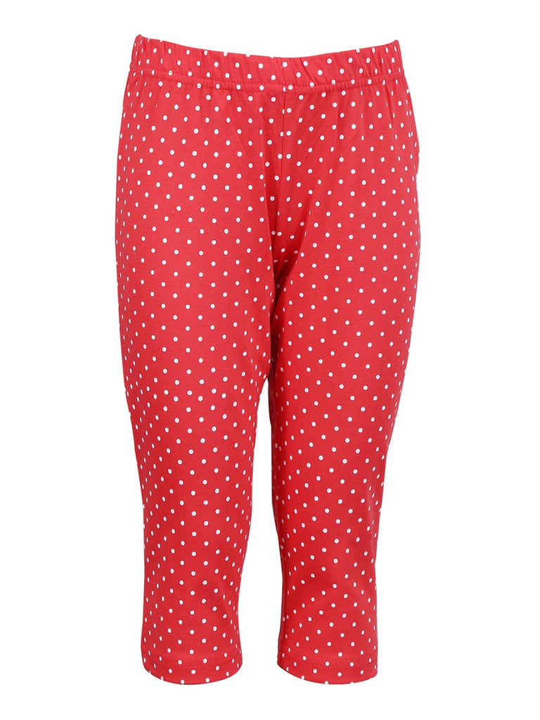 Girls Printed Capri - Red