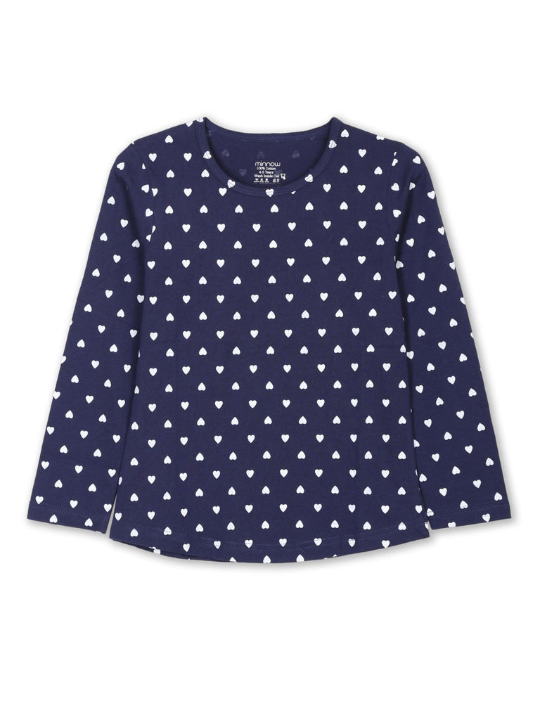 Girls Printed Night Wear Pyjama Set - Navy Blue