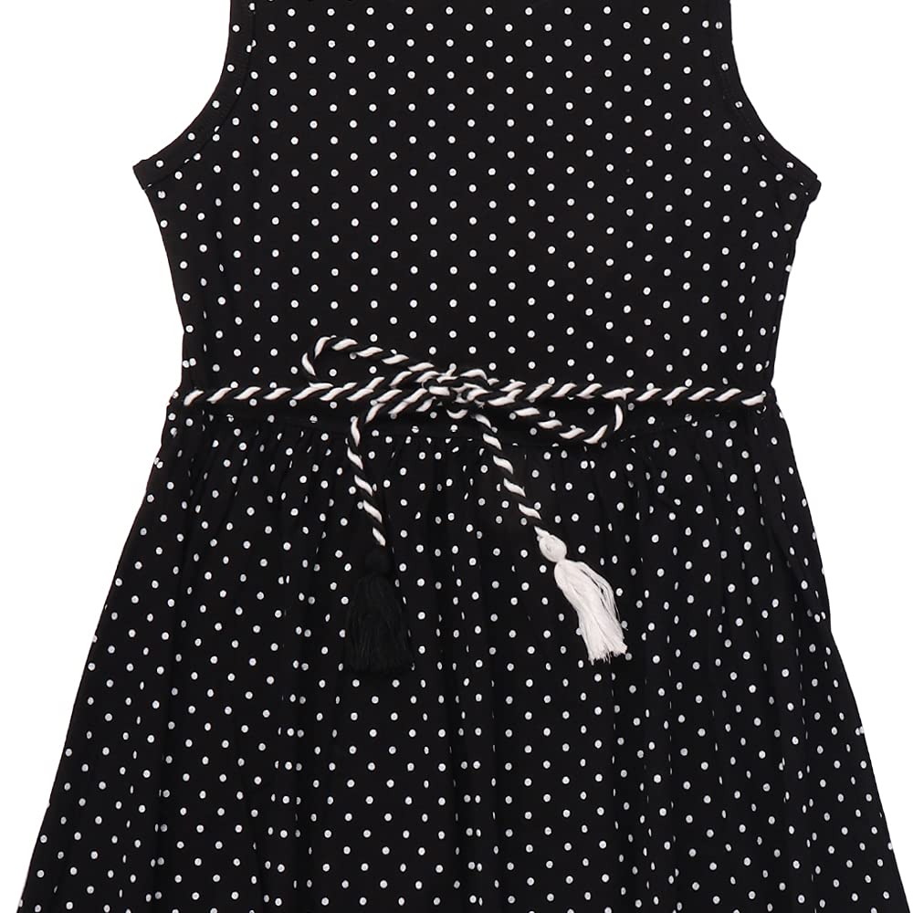 Girls Below Knee Length Sleeveless Dress - Black