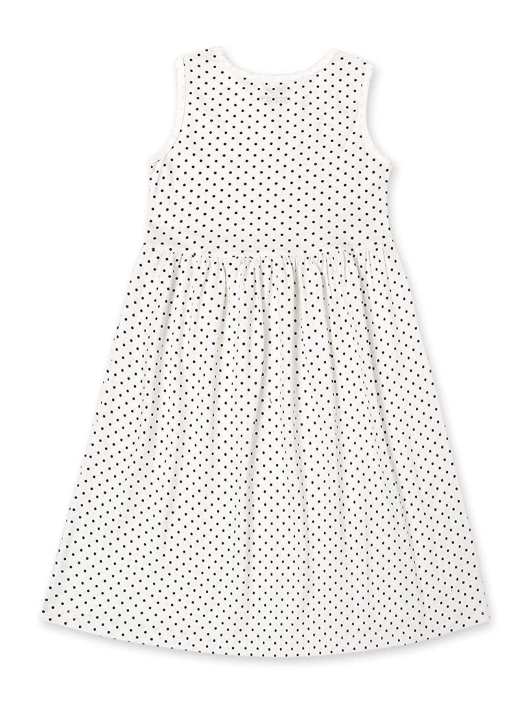 Girls Below Knee Length Sleeveless Dress - Off White
