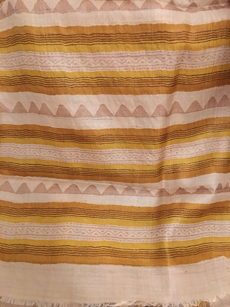 Mustard and Green Tussar Silk Saree
